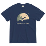 Frog and full moon design on a True Navy garment-dyed cotton t-shirt