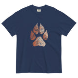 Wolf paw topographic design on a True Navy garment-dyed cotton t-shirt