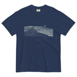 Fox on the ridge topographic design on a True Navy garment-dyed cotton t-shirt