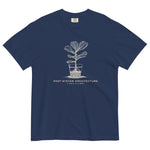 Root system architecture plant design on a True Navy garment-dyed cotton t-shirt