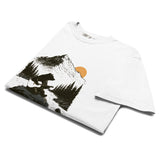 Bear playing guitar design on a White garment-dyed cotton t-shirt