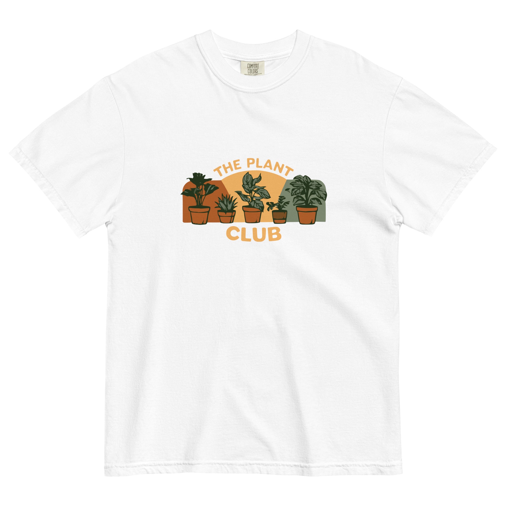 The Plant Club houseplants design on a White garment-dyed cotton t-shirt