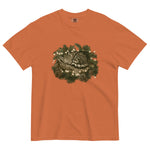 Kitten asleep in a Christmas wreath design on a Yam garment-dyed cotton t-shirt