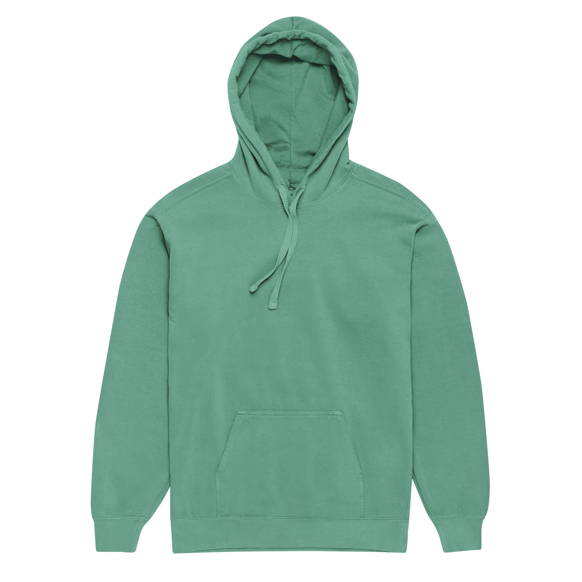 Dragon and flowers design on a Seafoam garment-dyed hooded sweatshirt