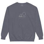 Frog and moon at a quiet pond design on a Denim garment-dyed sweatshirt