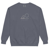 Frog and moon at a quiet pond design on a Denim garment-dyed sweatshirt