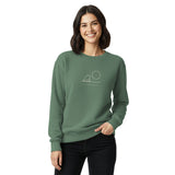 Frog and moon at a quiet pond design on a Light Green garment-dyed sweatshirt