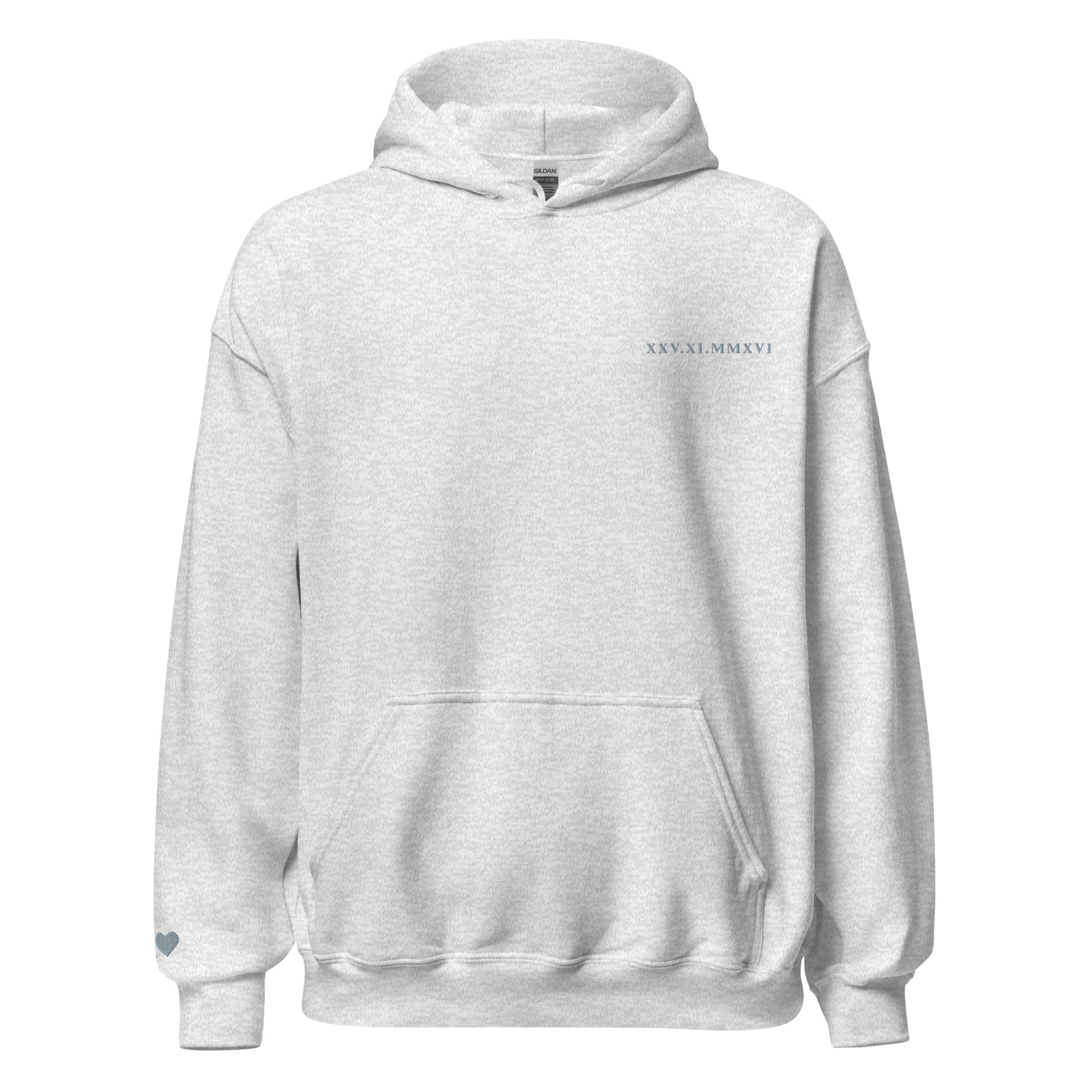 Roman Numeral Date Hoodie – Personalized Embroidered Hoodie, Couples or Friend Gift