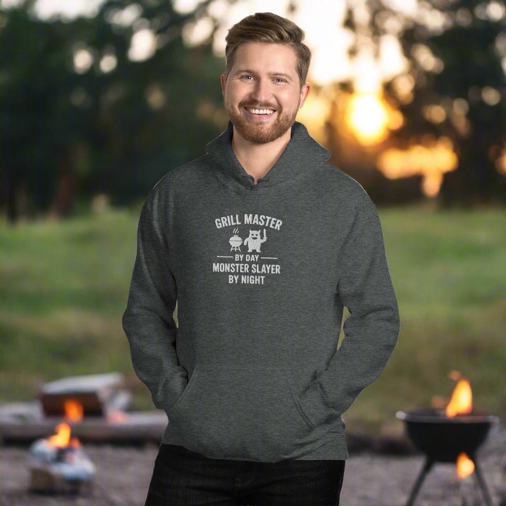 Grill Master Monster Slayer Hoodie – Personalized Embroidered Hoodie, Halloween Dad Gift