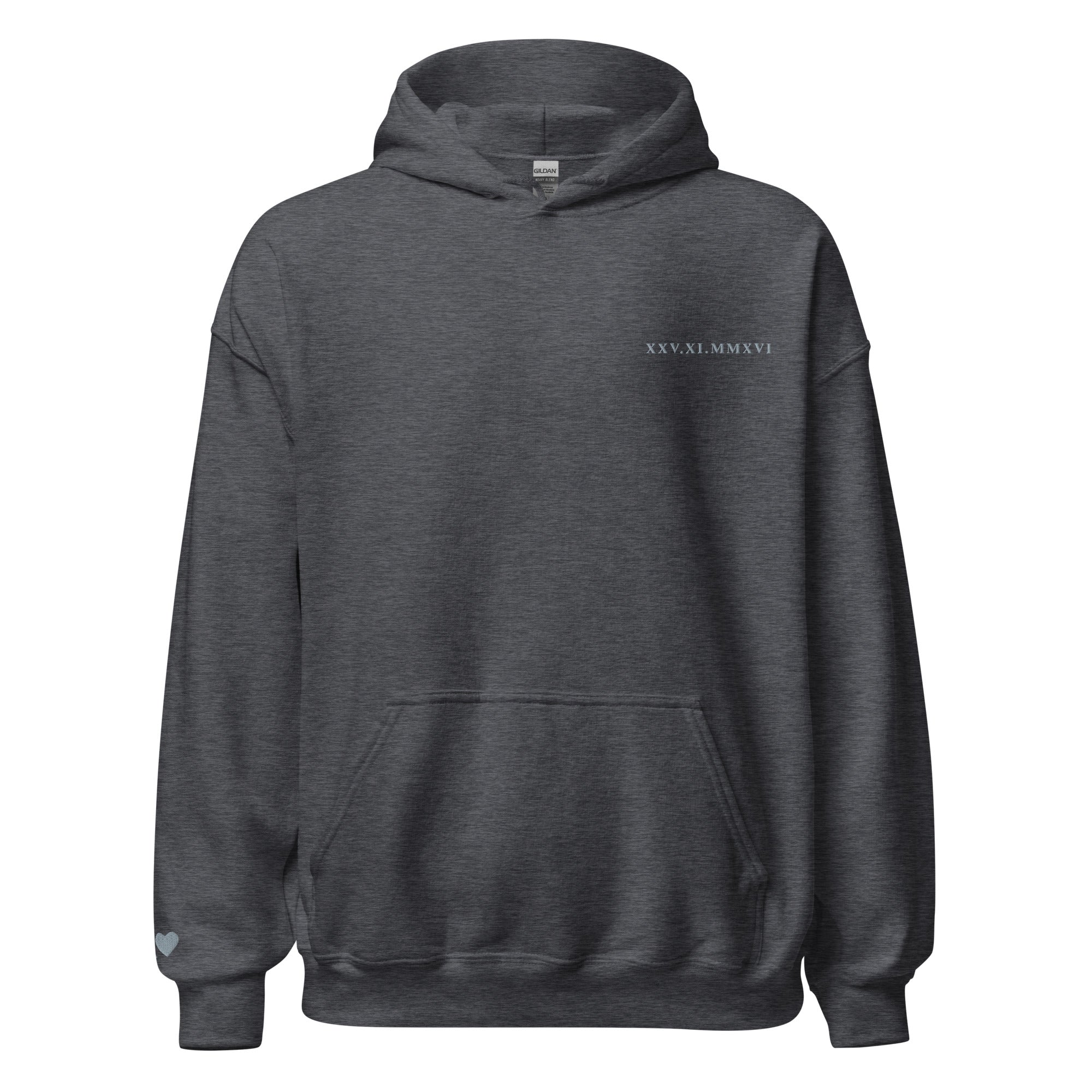 Roman Numeral Date Hoodie – Personalized Embroidered Hoodie, Couples or Friend Gift
