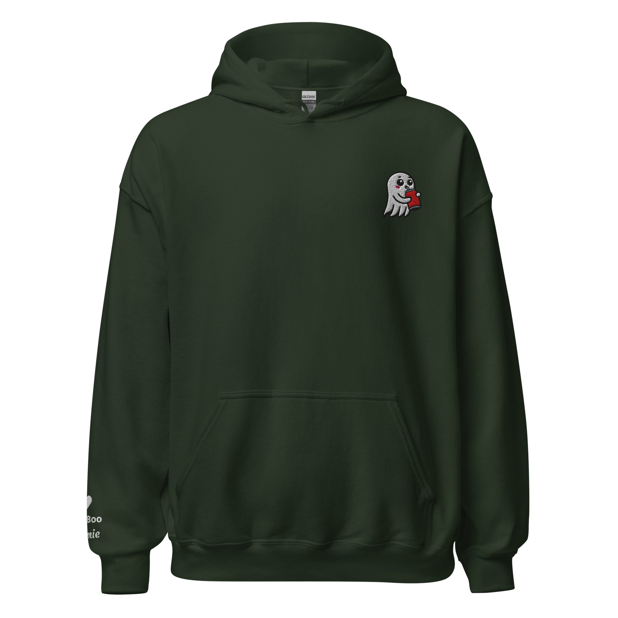Ghost Sipping Soda Halloween Embroidered Unisex Hoodie