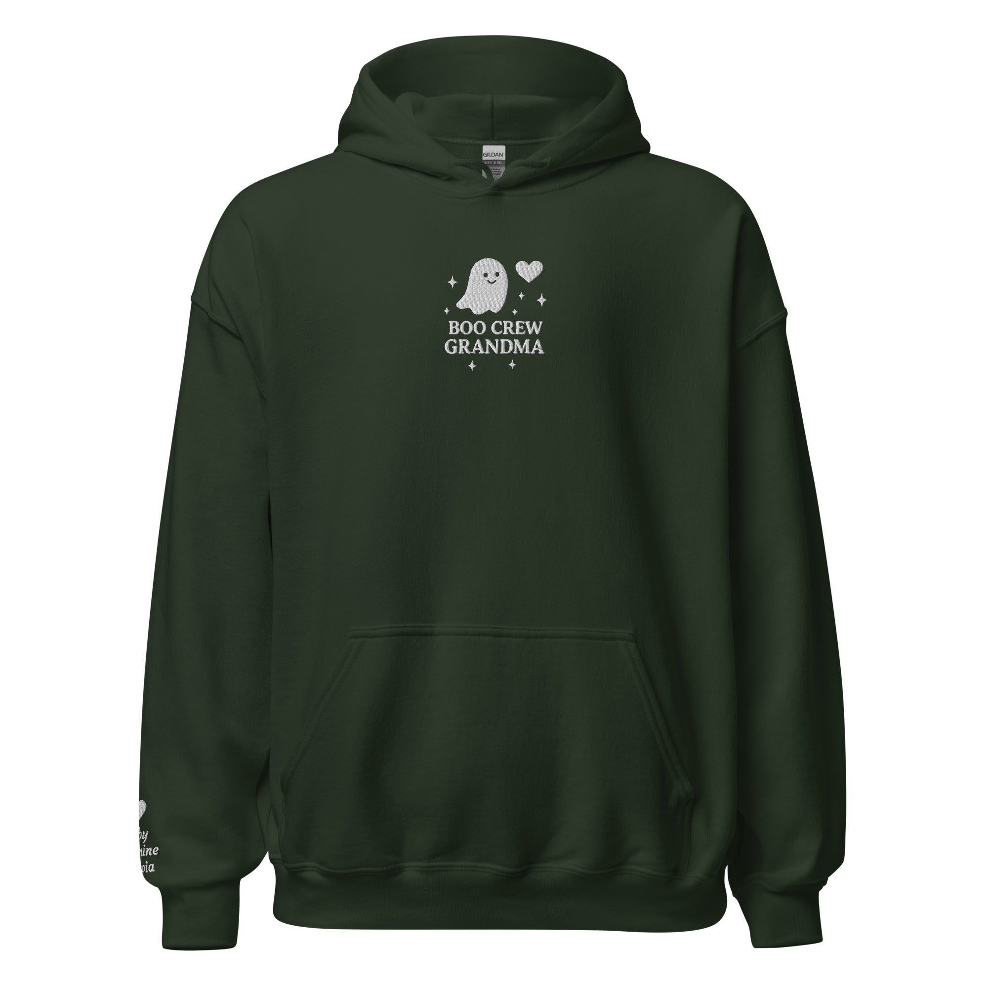 Boo Crew Grandma Hoodie – Personalized Embroidered Hoodie, Halloween Family Gift