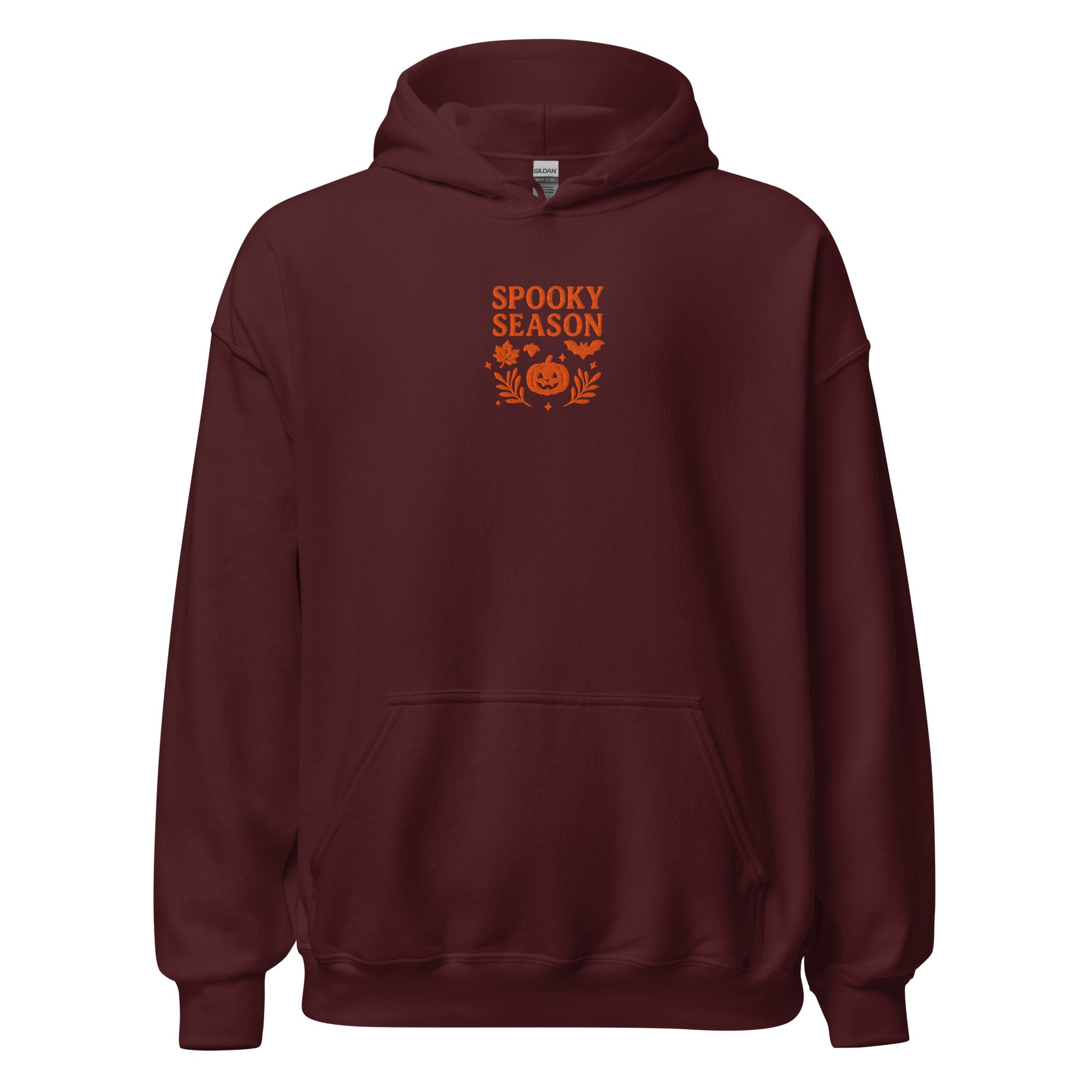 Spooky Season Pumpkin & Bat Hoodie – Personalized Embroidered Hoodie, Halloween Fall Gift