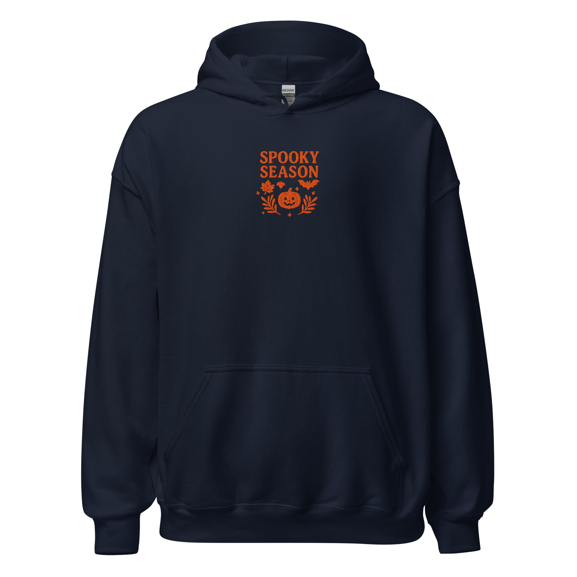 Spooky Season Pumpkin & Bat Hoodie – Personalized Embroidered Hoodie, Halloween Fall Gift
