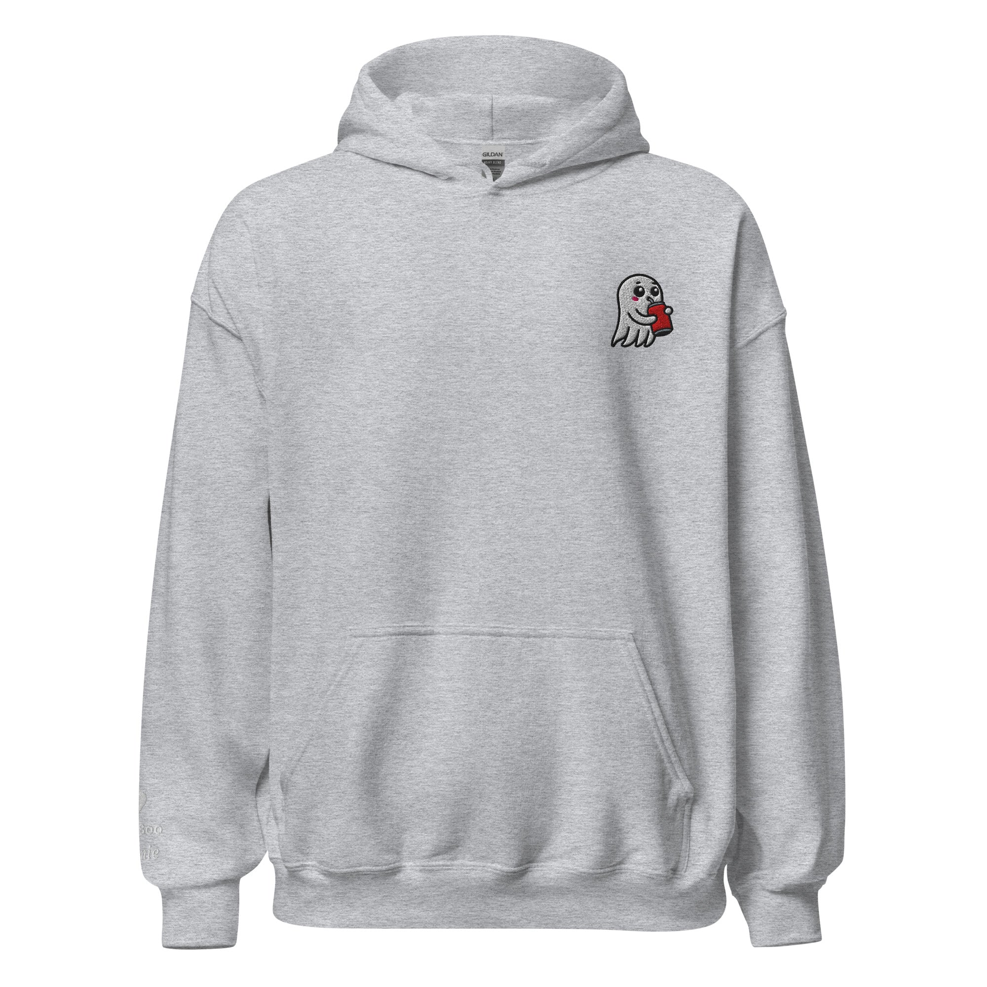 Ghost Sipping Soda Halloween Embroidered Unisex Hoodie