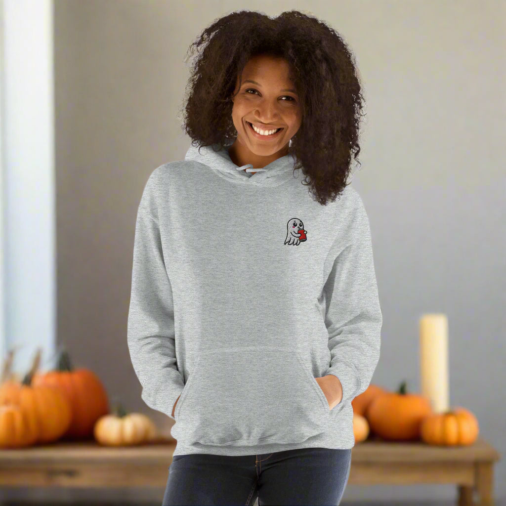 Ghost Soda Hoodie - Halloween Personalized Embroidered Hoodie, Spooky Gift