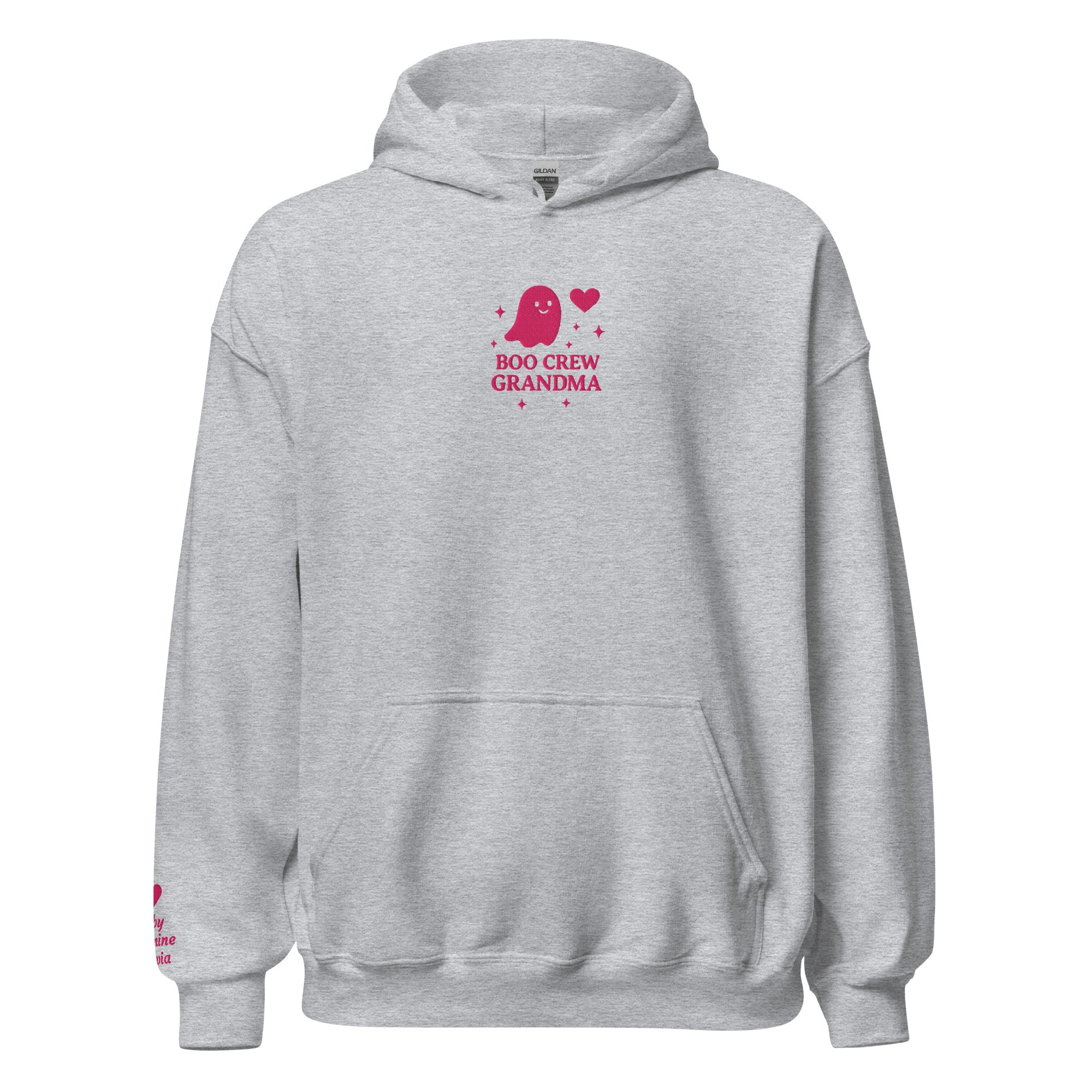 Boo Crew Grandma Hoodie – Personalized Embroidered Hoodie, Halloween Family Gift