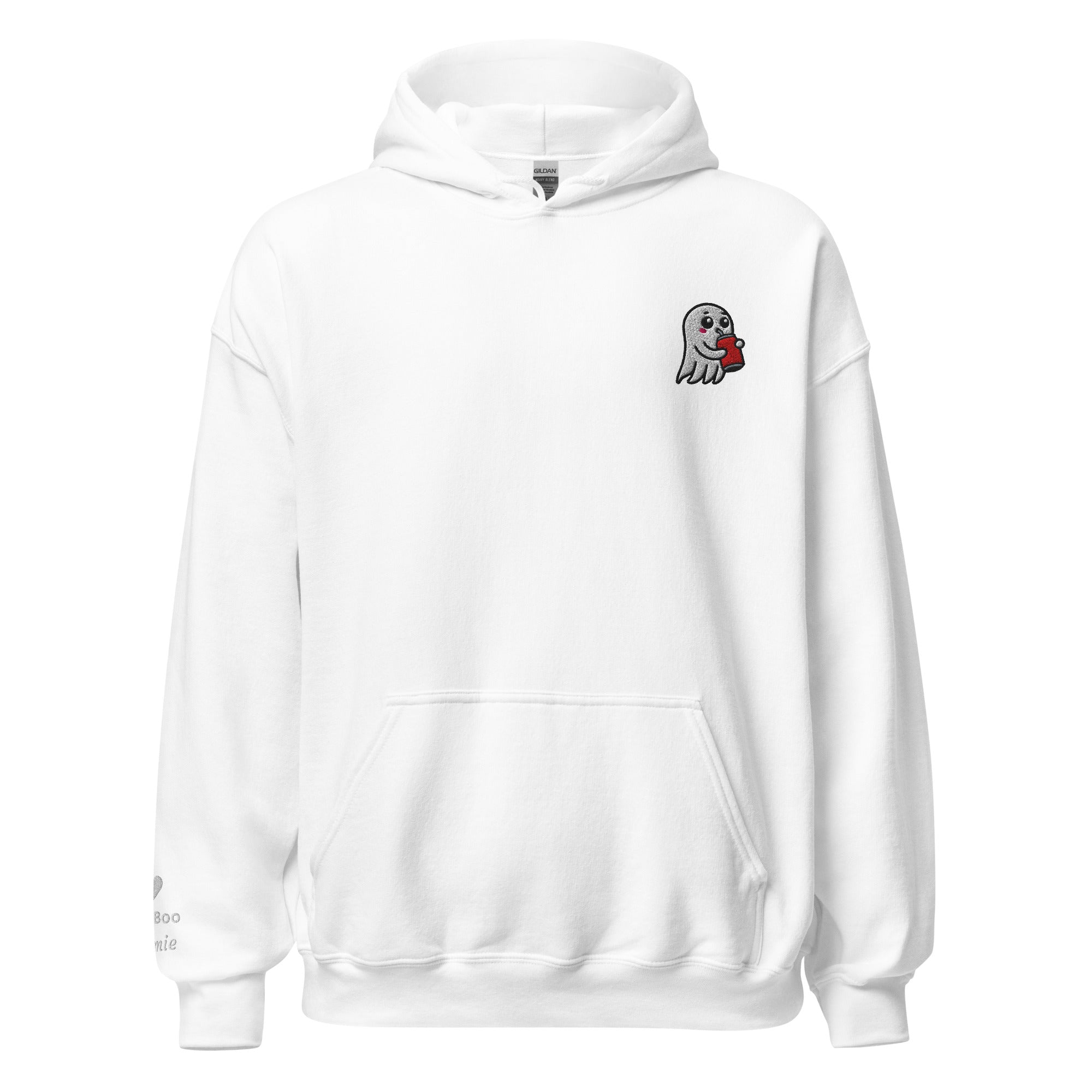 Ghost Sipping Soda Halloween Embroidered Unisex Hoodie