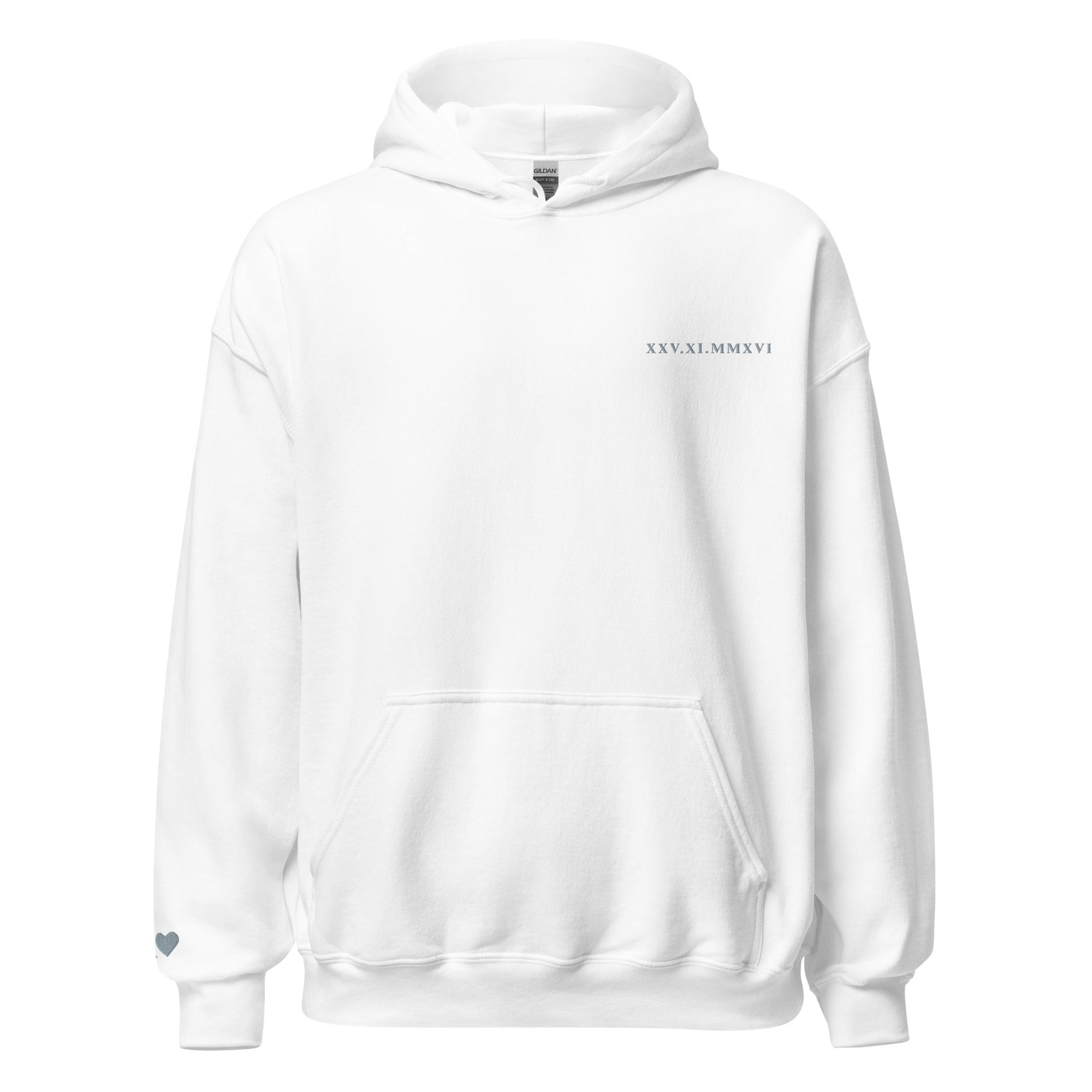 Roman Numeral Date Hoodie – Personalized Embroidered Hoodie, Couples or Friend Gift