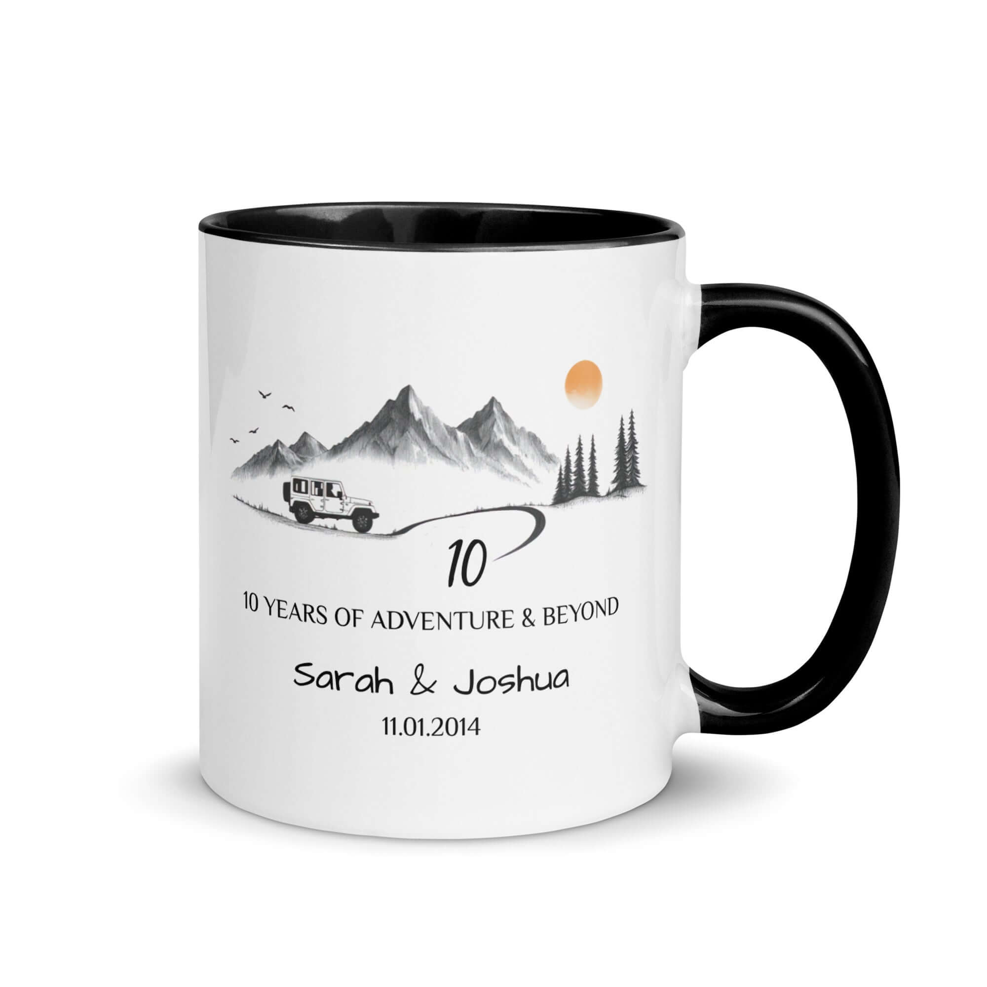 Personalized Anniversary Adventure Colored Mugs, 11oz, 15oz
