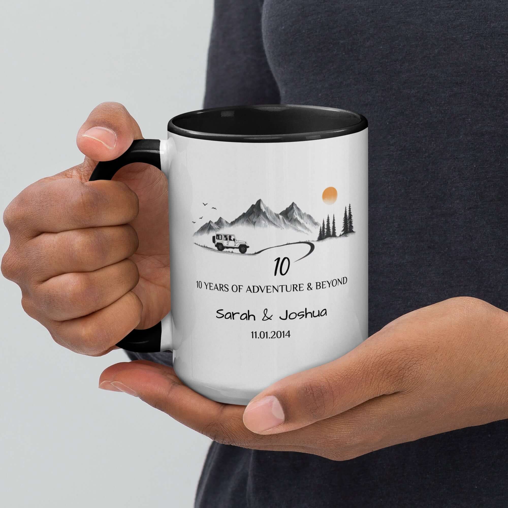 Personalized Anniversary Adventure Colored Mugs, 11oz, 15oz