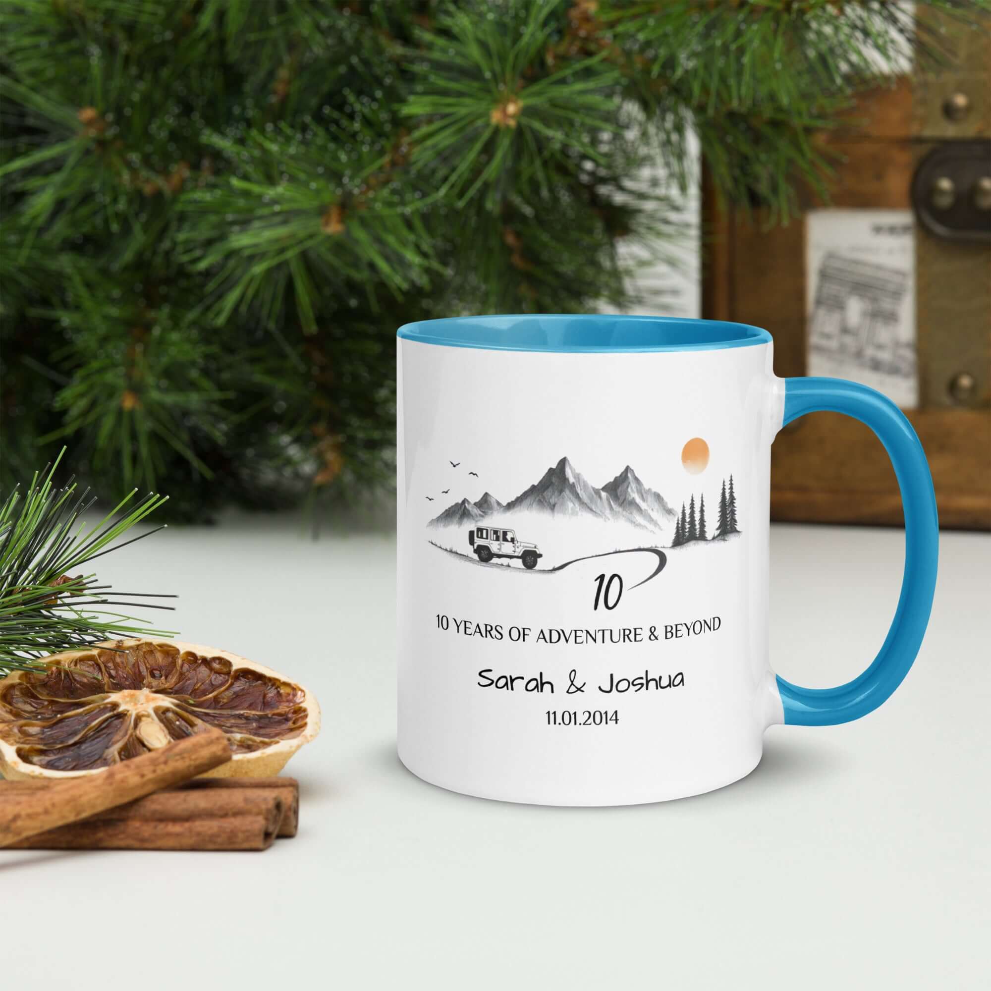 Personalized Anniversary Adventure Colored Mugs, 11oz, 15oz