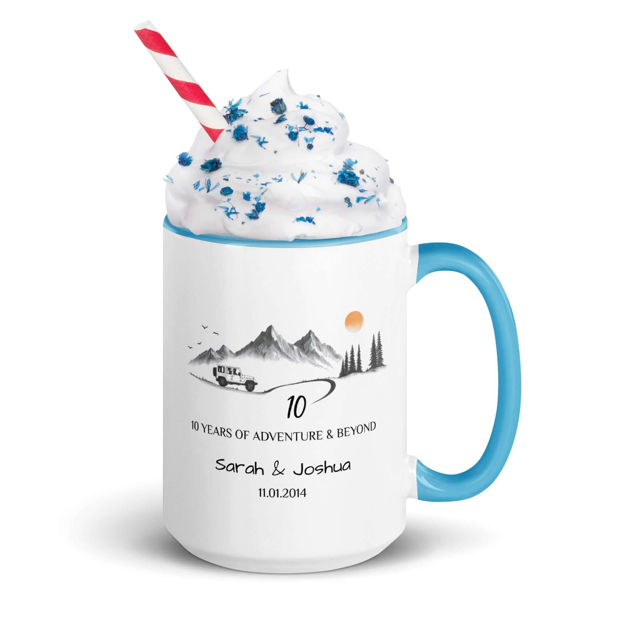Personalized Anniversary Adventure Colored Mugs, 11oz, 15oz