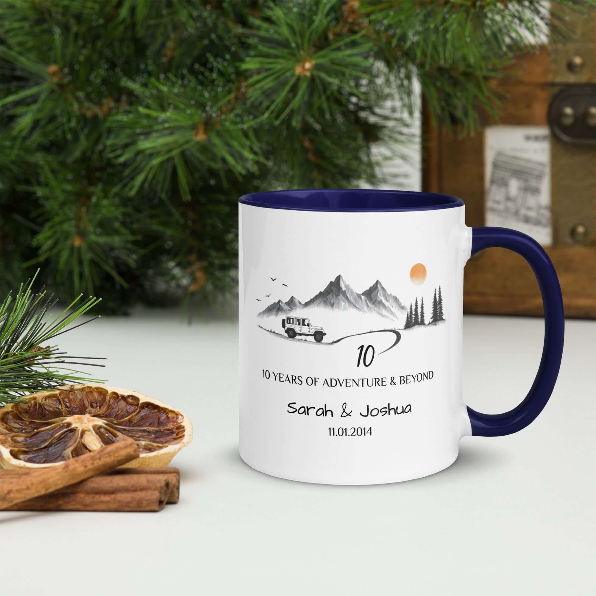 Personalized Anniversary Adventure Colored Mugs, 11oz, 15oz