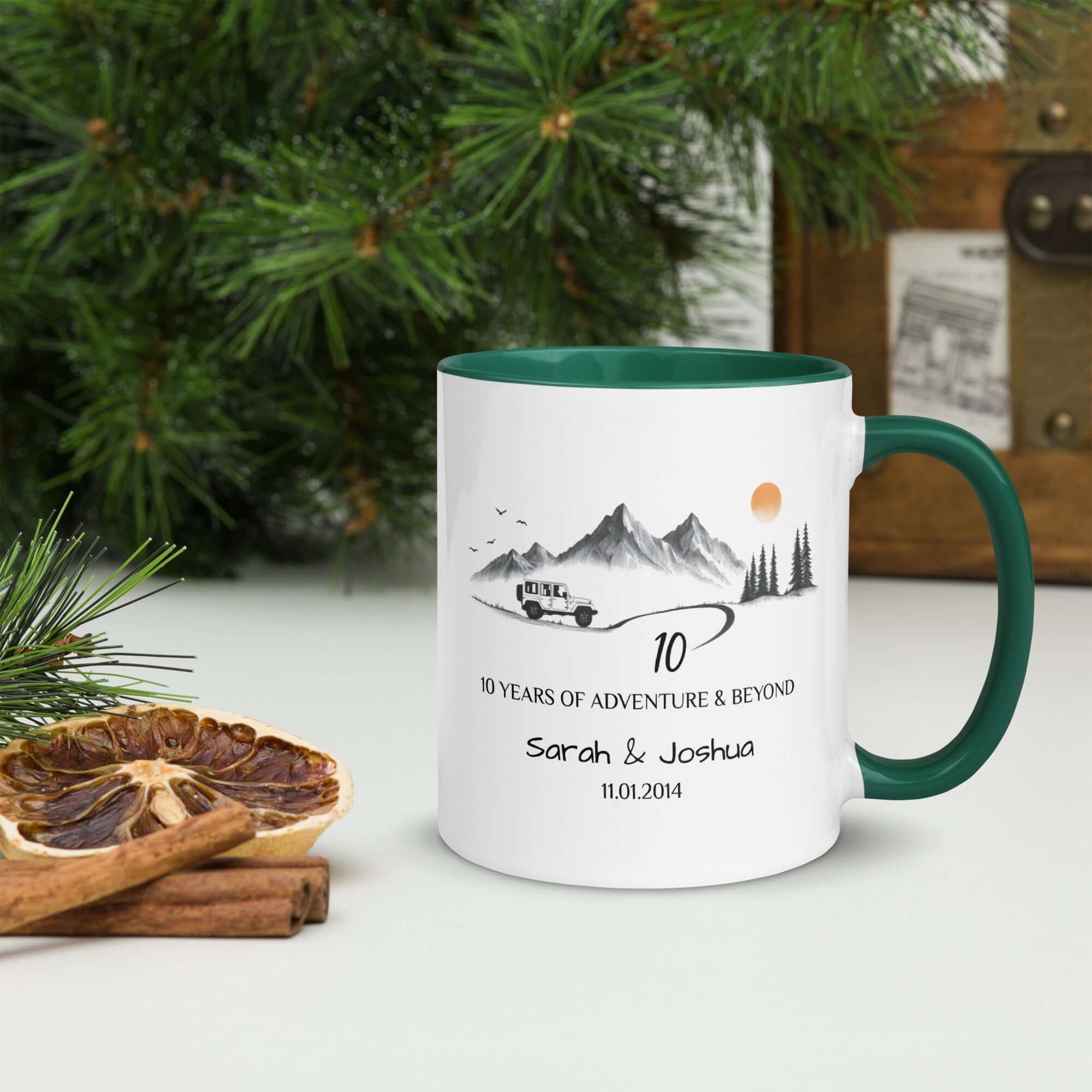 Personalized Anniversary Adventure Colored Mugs, 11oz, 15oz