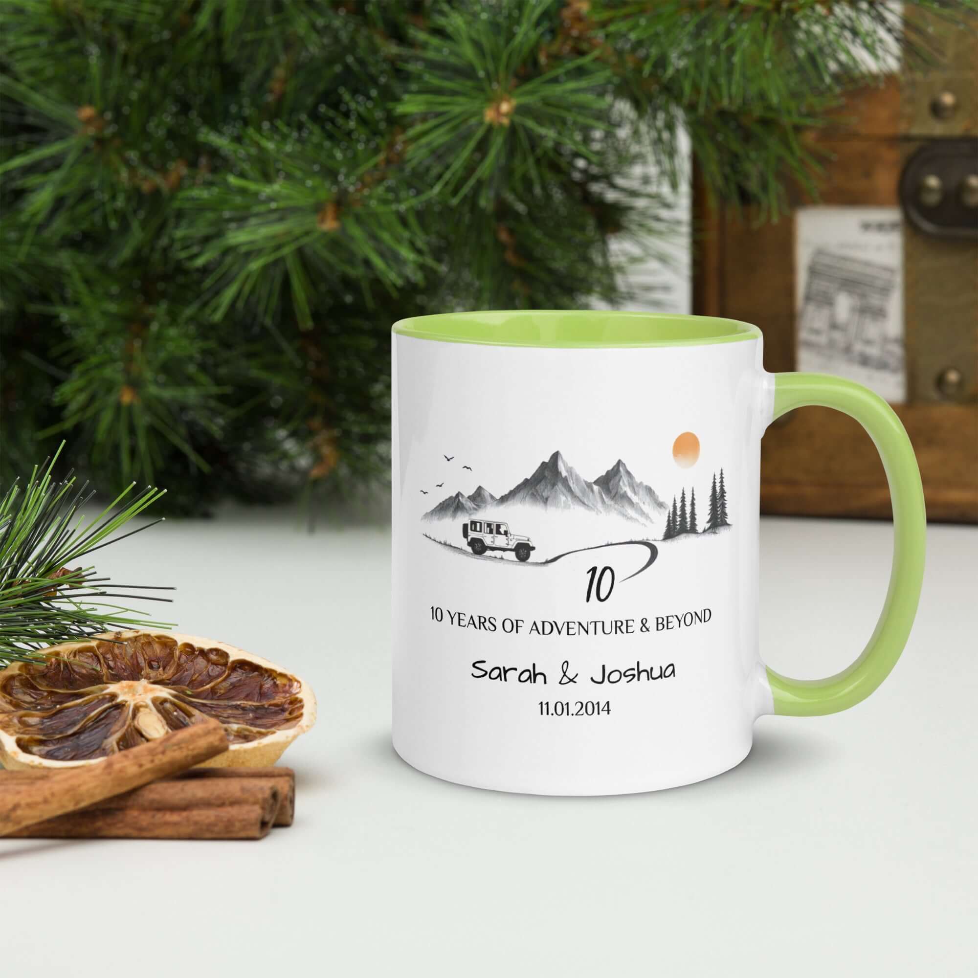 Personalized Anniversary Adventure Colored Mugs, 11oz, 15oz