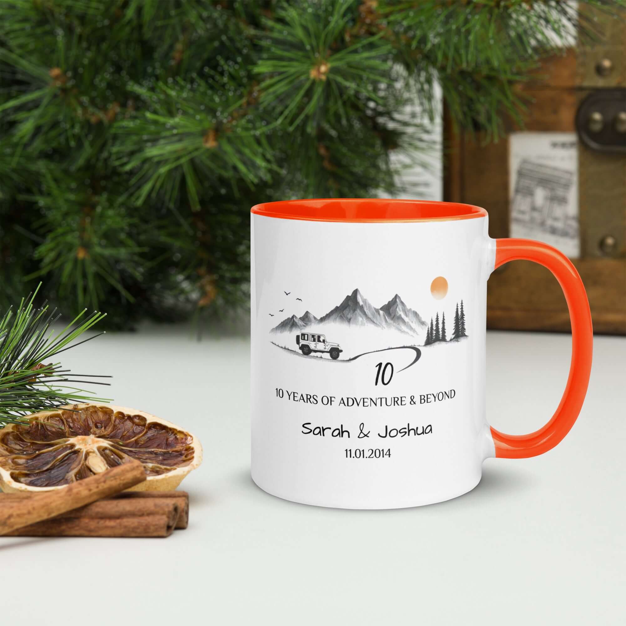 Personalized Anniversary Adventure Colored Mugs, 11oz, 15oz