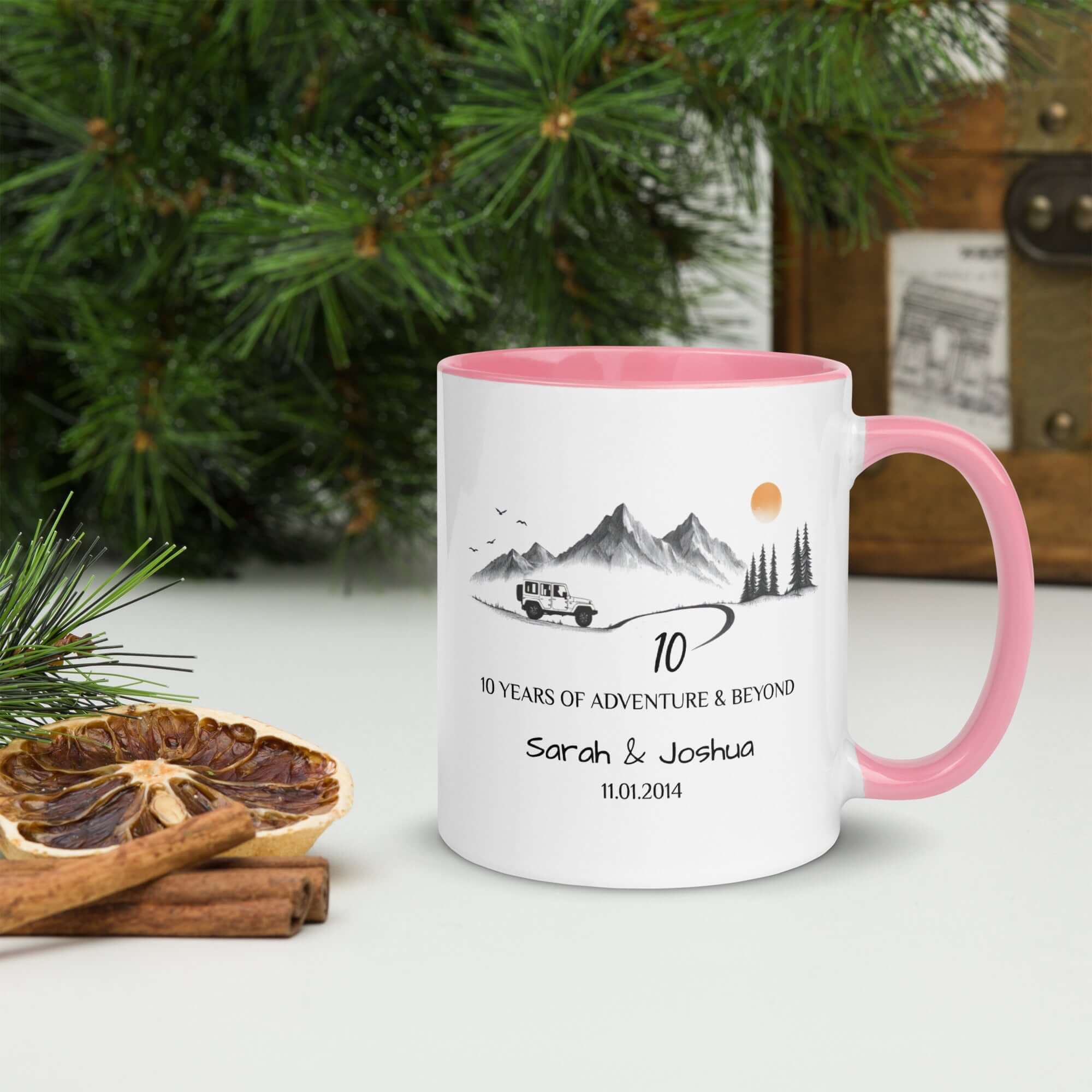 Personalized Anniversary Adventure Colored Mugs, 11oz, 15oz