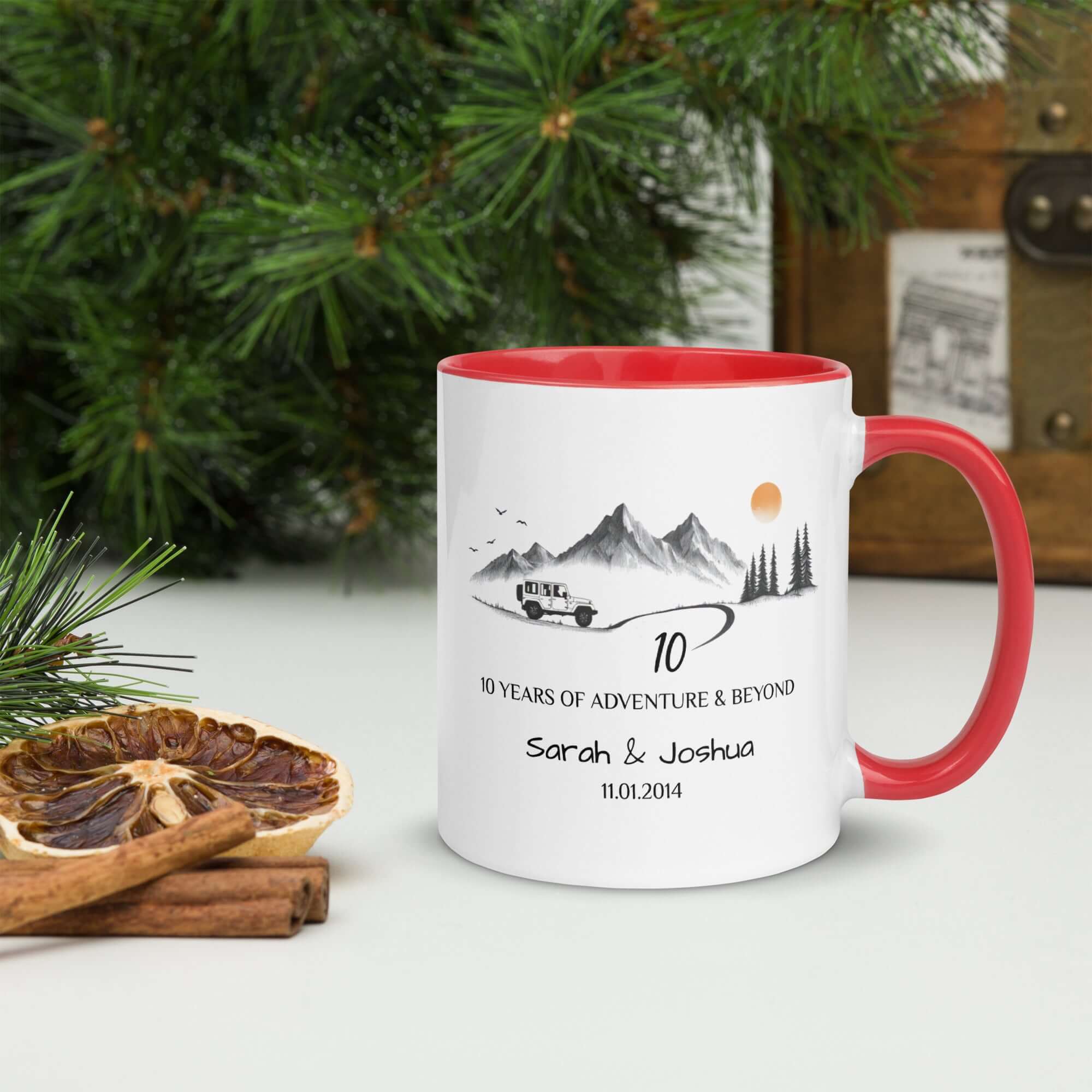 Personalized Anniversary Adventure Colored Mugs, 11oz, 15oz