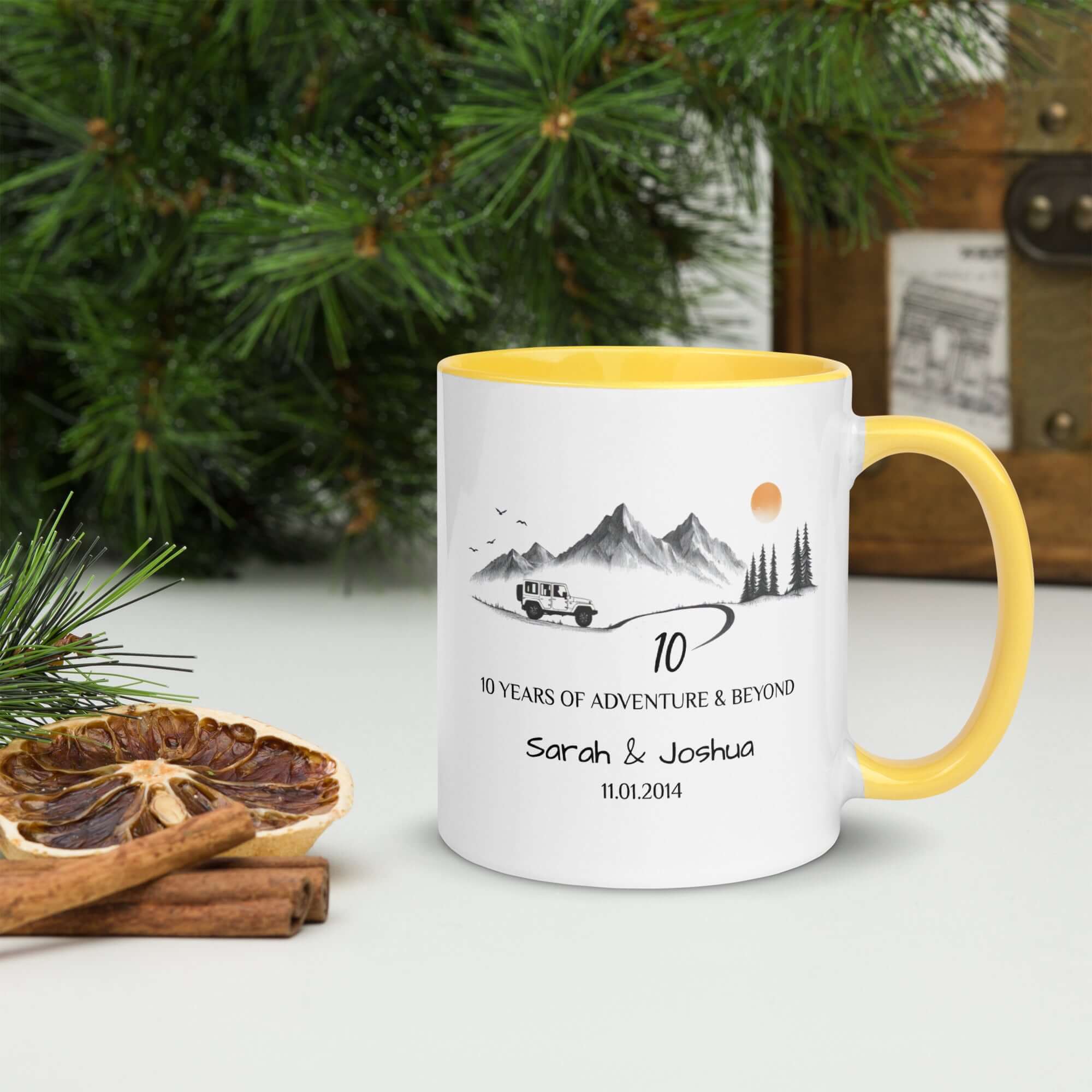 Personalized Anniversary Adventure Colored Mugs, 11oz, 15oz
