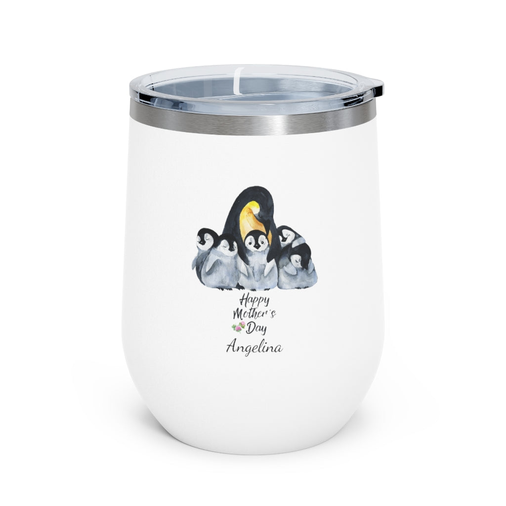 Personalized Mother's Day Penguin Wine Tumbler, 12oz