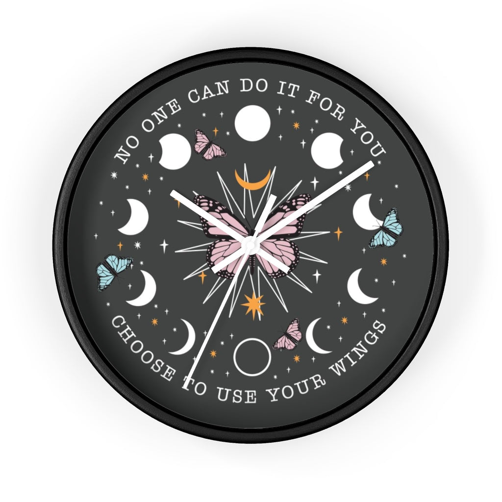 Butterflies & Lunar Moon Phase Wall Clock