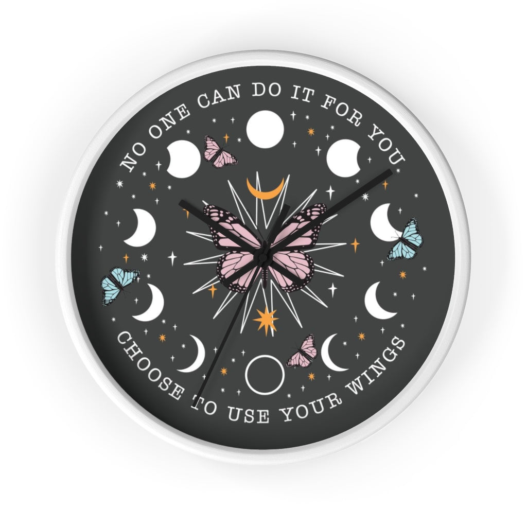 Butterflies & Lunar Moon Phase Wall Clock