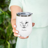 Personalized Cheeky Cat Wine Tumbler, 12oz