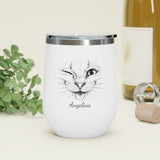 Personalized Cheeky Cat Wine Tumbler, 12oz