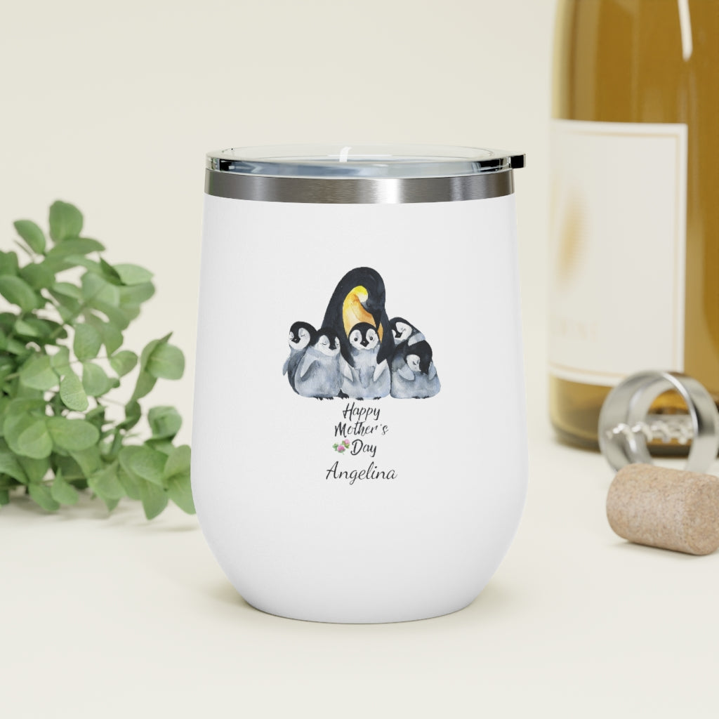 Personalized Mother's Day Penguin Wine Tumbler, 12oz