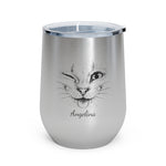 Personalized Cheeky Cat Wine Tumbler, 12oz