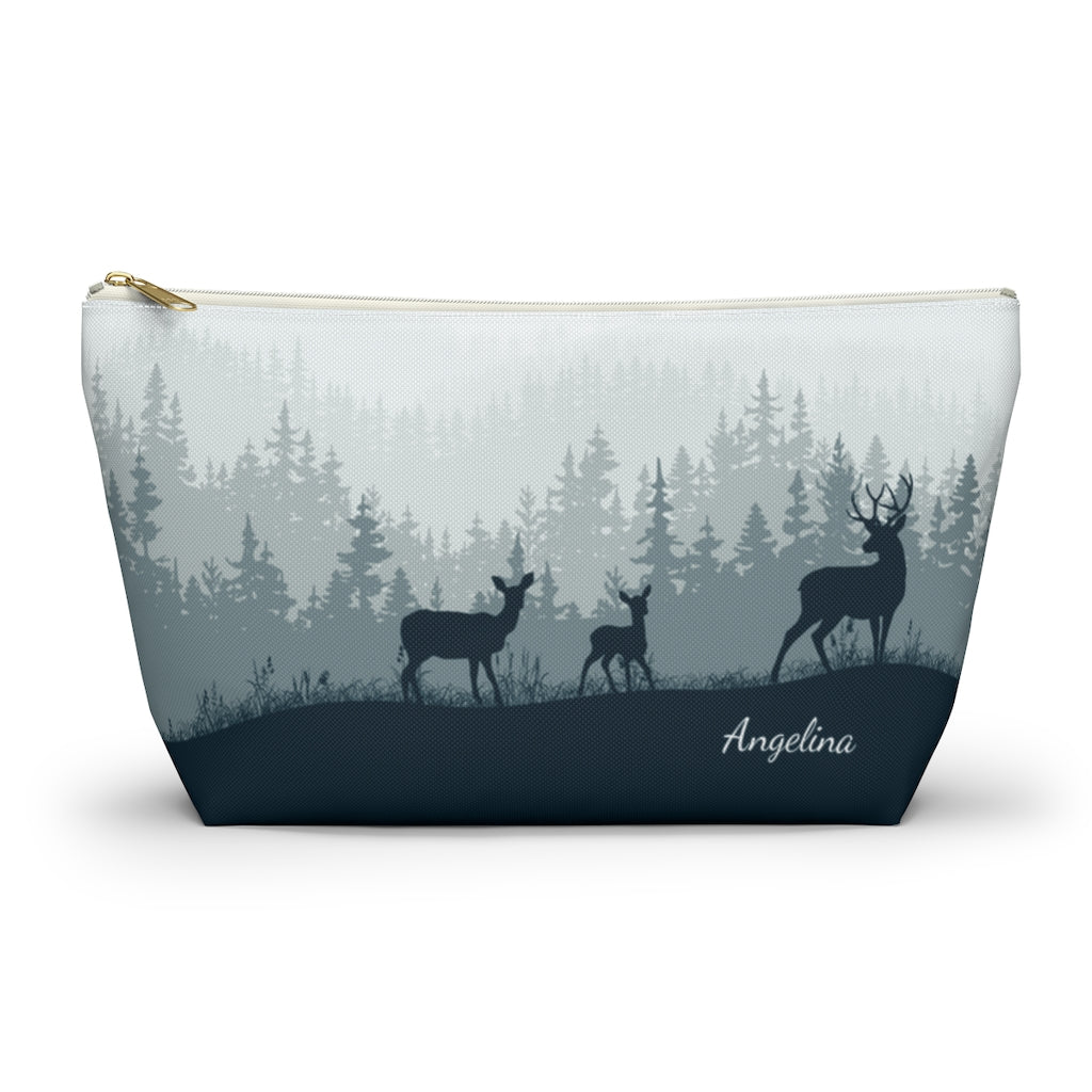 Personalized Deer Elk Family T-Bottom Accessories Pouch