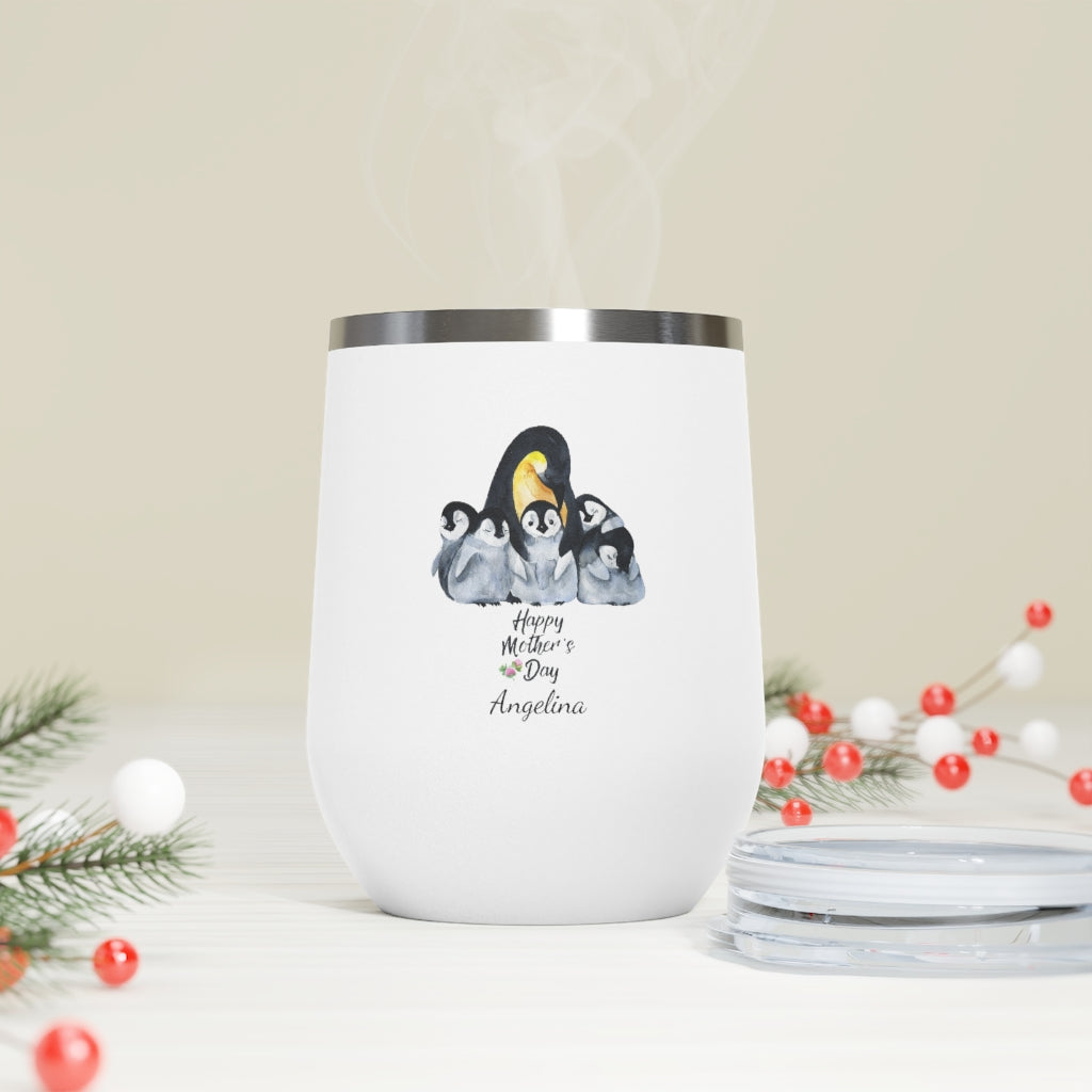 Personalized Mother's Day Penguin Wine Tumbler, 12oz