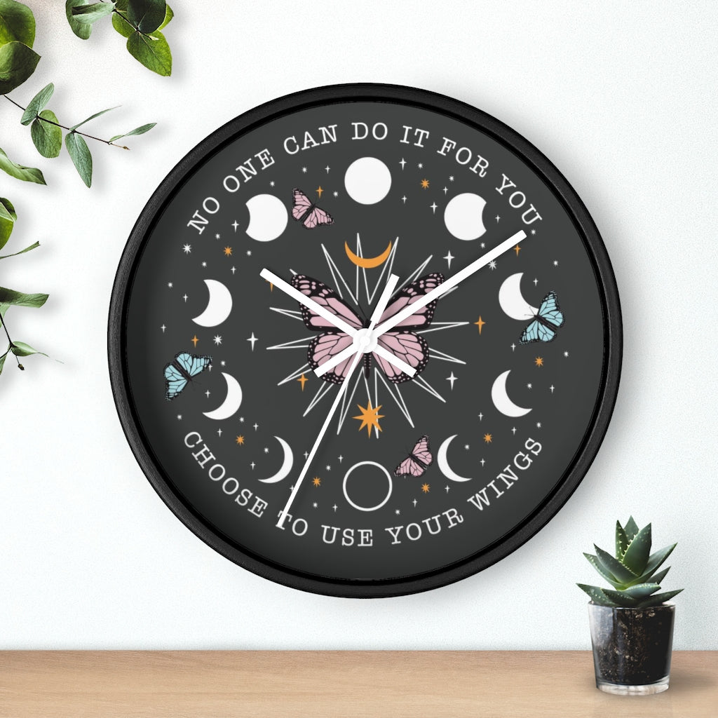 Butterflies & Lunar Moon Phase Wall Clock