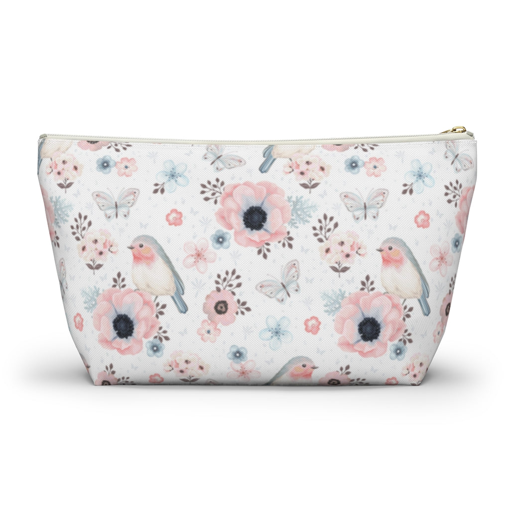 Red Robin, Butterflies & Flowers T-Bottom Accessories Pouch
