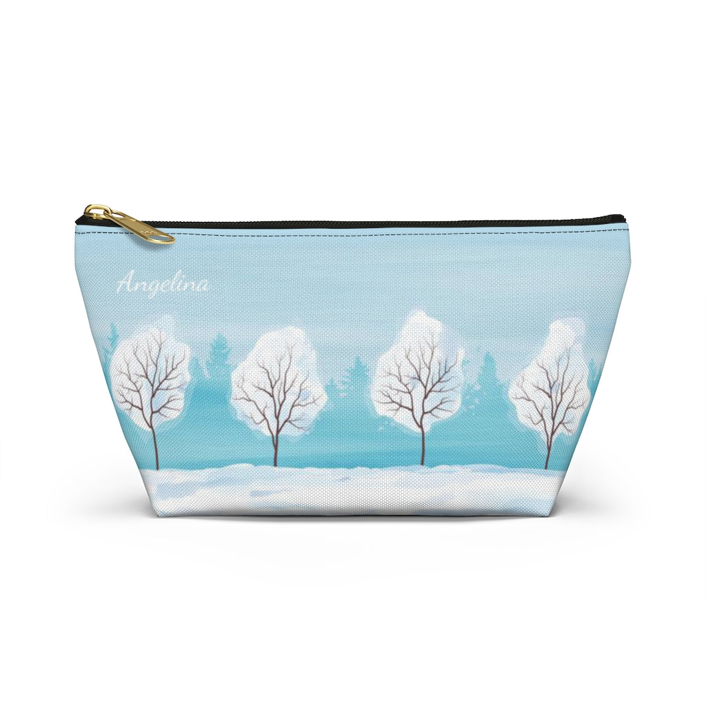 Personalized Snowy Trees Accessories Pouch