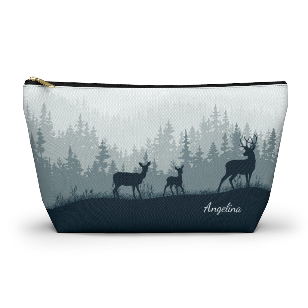 Personalized Deer Elk Family T-Bottom Accessories Pouch