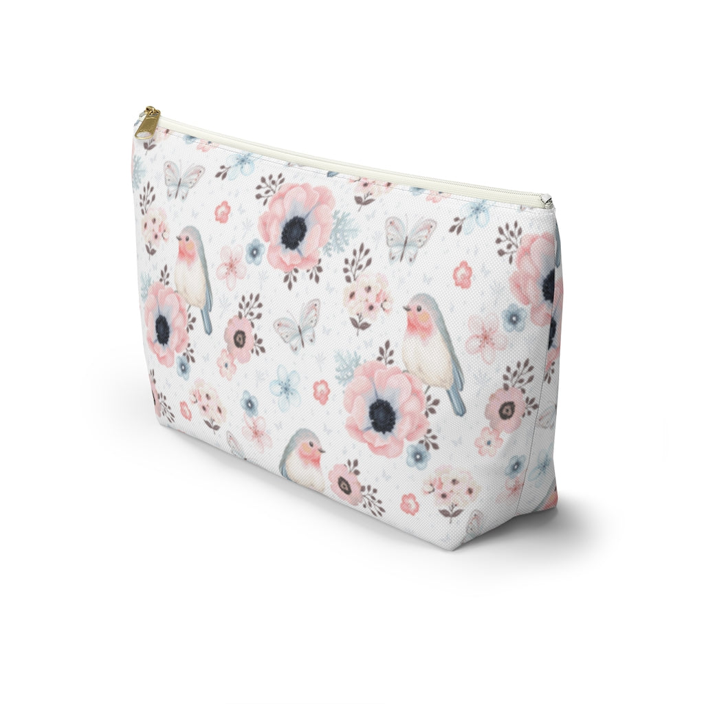 Red Robin, Butterflies & Flowers T-Bottom Accessories Pouch