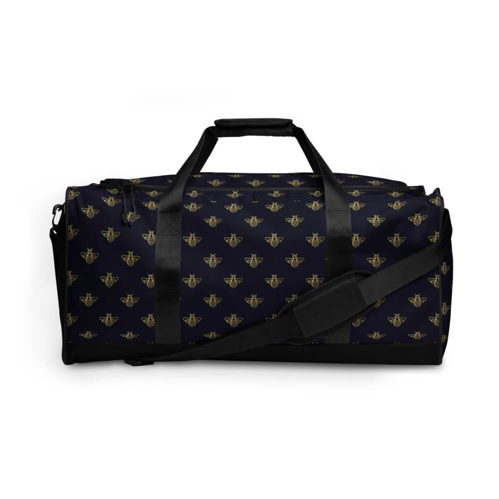 Golden Bumble Bee Black Duffel Bag