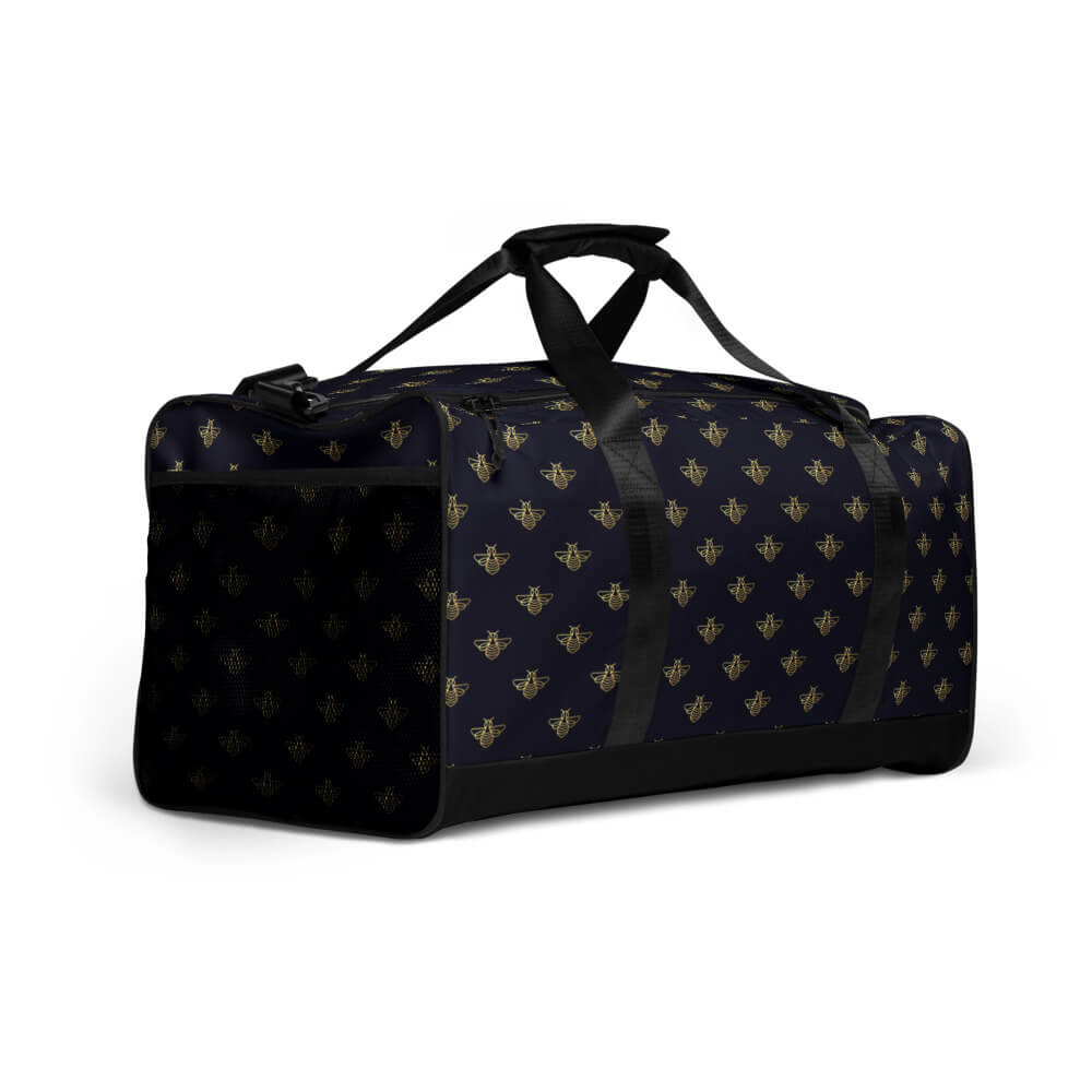 Golden Bumble Bee Black Duffel Bag